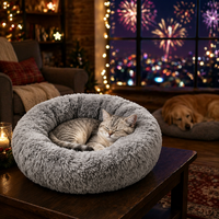 Meistverkauftes Rundes Donut-Hundebett Beruhigendes Langes Plüschiges Haustiernest Abnehmbarer Waschbarer Bezug Tragbare Weiche Katzen-Sofamatte Großhandel