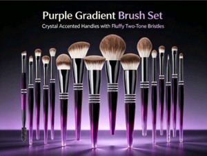 Vente en gros d'usine DailyQueen, kit de 16 pinceaux cosmétiques de luxe, couleur violette, poils synthétiques doux, manche en bois, pour le visage, les yeux, le correcteur, le <span class=keywords><strong>maquillage</strong></span> - Product Image 1