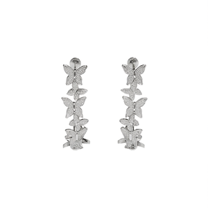 Orecchini Pendenti di Lusso a Forma di Farfalla in Oro Bianco con Cristalli e Strass, Gioielli da Festa per Donne in Argento 925 - Product Image 1