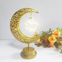 Lampe de table LED créative en fer forgé, style musulman, avec ampoule boule et étoile, pour l'extérieur, ambiance lunaire, vente en gros