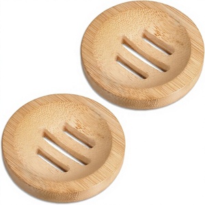 Paquete <span class=keywords><strong>de</strong></span> 2 Jaboneras Modernas <span class=keywords><strong>de</strong></span> Madera Ecológicas, Jabonera Redonda con Drenaje, Jabonera Hecha a Mano para <span class=keywords><strong>Ducha</strong></span> y Baño - Product Image 1