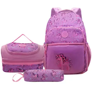 Sac à dos pour ordinateur portable 3 en 1 de haute qualité pour enfants avec sac à lunch isotherme et sac peincil cartable pour étudiants enfants de 7 à 12 ans