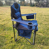 Chaise de camping et de randonnée rembourrée, légère, pliable, en métal, pour la plage, l'extérieur, l'intérieur, la pêche, avec table, poche et glacière