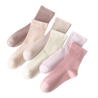 Chaussettes ras du cou rayées roses pour femmes, tricotées, respirantes, en Spandex/Polyester/Coton, pour usage quotidien, automne, décontractées, vente en gros, faible MOQ