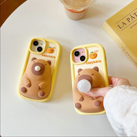 Mignon Capybara Coup Bulles Silicone Mobile Téléphone étui pour iphone 16 15 14 13 12 11 Pro Max Personnalisé Dessin Animé Antichoc Couverture Arrière