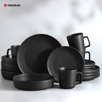 Service de table en grès de 16 pièces pour 4 personnes, comprenant assiettes, tasses et bols, couleur blanc mat émaillé, vaisselle en céramique de qualité A, direct usine, économique