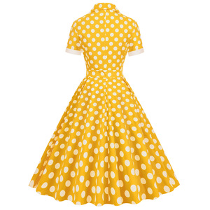 Vintage des années 1950 Hepburn Style grande balançoire robe rétro demoiselle d'honneur Performance vêtements avant en mousseline de soie été vacances pique-nique Photo - Product Image 4