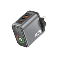 Pengisi Daya Cepat Desktop GaN 65W 2C1A 3-Port dengan Layar TFT Warna Cerdas PPS 3.25A untuk Laptop Notebook Ponsel