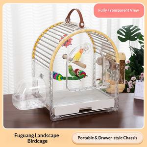 Jaula de Plástico Portátil Transparente para Loros, Diseño Anti-Escape, Tipo Tiger Skin Peony Xuanfeng Mediano, Sin Cierre - Product Image 4