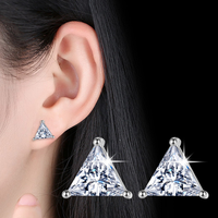 Boucles d'oreilles clous en moissanite taille trillion, en argent sterling S925, couleur D, 0,5/1/2 carat, pour femme