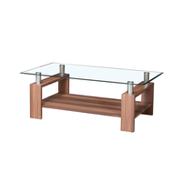 Meilleure vente : Table basse de salon pas chère à 2 niveaux avec plateau en verre