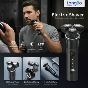 Rasoir Électrique Rotatif 3D Flottant Étanche IPX7 Triple Lame Boîtier en Aluminium Batterie <span class=keywords><strong>Li</strong></span>-Po Rasoir Corporel pour Hommes Hôtelier - Product Image 2