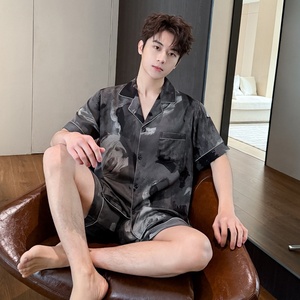 Pigiami estivi da <span class=keywords><strong>uomo</strong></span> vestiti sottili per la casa per il tempo libero estivo pantaloncini larghi a maniche corte indumenti da notte da <span class=keywords><strong>uomo</strong></span> <span class=keywords><strong>taglie</strong></span> <span class=keywords><strong>forti</strong></span> - Product Image 3