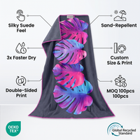 Oversized Microfiber Suede Travel Towel, 200-250GSM Sand-Free Beach Towel, 100x180cm Double Sided Print, Yoga Picnic Quick Dry