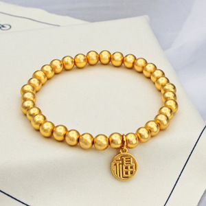 Hot Verkoop Gouden Armband 24K <span class=keywords><strong>Chinese</strong></span> Stijl Gouden Kralen Armband Voor Baby Met <span class=keywords><strong>Chinese</strong></span> Geluksbrenger - Product Image 2