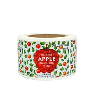 Rouleau d'étiquettes en papier enduit personnalisé, estampage à <span class=keywords><strong>chaud</strong></span>, impression couleur complète, autocollant permanent pour les boissons aromatisées au vin de fruits - Product Image 1