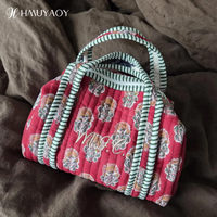Sac à cosmétiques personnalisé avec broderie monogramme, patchwork, matelassé, en coton, avec fermeture éclair, pliable, portable, avec poignée souple, motif floral vintage, gingham