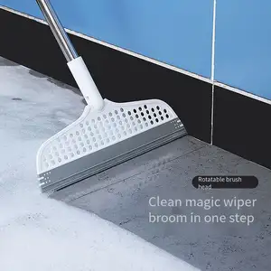 批发可旋转魔术橡胶扫帚硅胶拖把手尘扫帚家用地板魔术刮扫帚