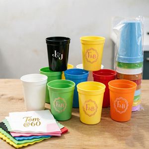 Gobelets en plastique PET transparents personnalisés avec logo imprimé, jetables, pour thé boba, smoothies, 10/12/14/16/18/20 oz, noirs, pour anniversaire - Product Image 1