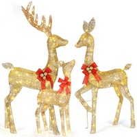 Vente en gros 3 pièces décoration de Noël éclairée cerf intérieur extérieur décoration de Noël LED renne famille ensemble de lumières