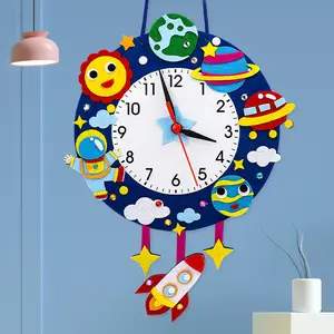 2024 new DIY puzzle learning clock children felt clock craft non-woven fabric educational toys , Children Cognition Clock Toys