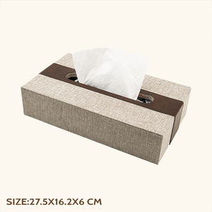 Boîte à mouchoirs rectangulaire <span class=keywords><strong>en</strong></span> <span class=keywords><strong>tissu</strong></span> <span class=keywords><strong>de</strong></span> lin, base <span class=keywords><strong>en</strong></span> MDF, porte-serviettes décoratif avec accent <span class=keywords><strong>en</strong></span> sangle <span class=keywords><strong>de</strong></span> cuir PU, vente <span class=keywords><strong>en</strong></span> gros - Product Image 5