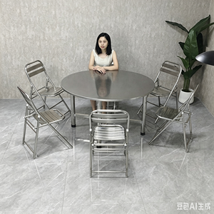 Table à manger ronde pliable en acier inoxydable, table séparable avec plateau tournant Lazy Susan, grande table <span class=keywords><strong>de</strong></span> repas pour Food Street - Product Image 3