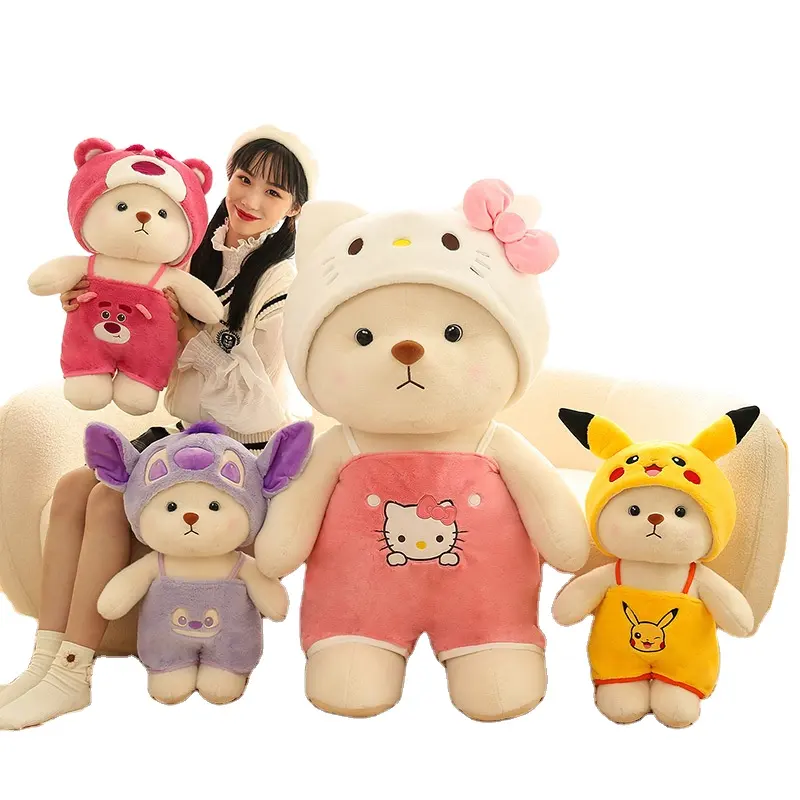 Super süße neue Cross Dressing Teddybär Stofftier Pikachu Stitch Puppen hut kann Super süße neue Kreuzung aus Geburtstags geschenk