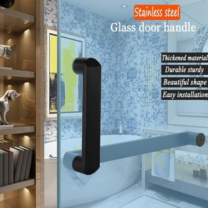 Poignée de porte de salle de bain en acier inoxydable Huahu 304, finition mate noire sablée, soudée, pour porte en verre - Product Image 3