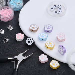 Perles en alliage en forme de patte de chat pour la fabrication de bijoux, accessoires de bricolage multicolores 8mm - Product Image 3