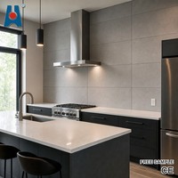 Panneau de revêtement mural intérieur texturé mat en fibro-ciment gris beige pour cuisine, couloir, escalier