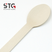 Cuillère en bois classique STG écologique, jetable et compostable, 160 mm (6,3 pouces), certifiée FSC, emballage en papier kraft couleur personnalisée