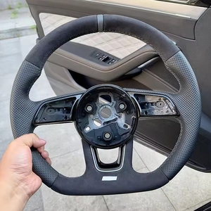 Volant de direction semi-perforé entièrement perforé pour <span class=keywords><strong>Audi</strong></span> A3 A4 A5 S3 S4 S5 2017-2022 B9 Volant en cuir à fond plat Sport - Product Image 4