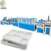 Automatische energiebesparende inline thermoformmachine voor het produceren van eenmalig gebruikbare bento box containers met meerdere compartimenten