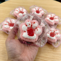 Jouet sensoriel en silicone souple de qualité supérieure, motif griffe de chat Onigiri, saveur fraise Kawaii, design mignon, ornement de bureau pour les 14 ans et plus