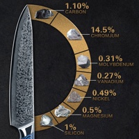 Ensemble de couteaux de cuisine de luxe à manche bleu G10, en acier à haute teneur en carbone VG10, 67 couches, super tranchants, style Damas, pour le marché américain