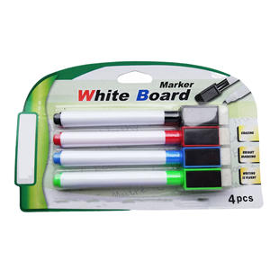 Paquete de 4 Marcadores para Pizarra Blanca con Borrador Magnético, Tinta de Secado Rápido, Escritura de Doble Cara, Logotipo Personalizado - Product Image 1