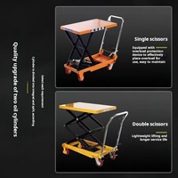 Nouvelle table élévatrice à ciseaux hydraulique, chariot élévateur manuel mobile, capacité 350 kg, plateforme pliable, hauteur de levage 0,9 m-1,5 m, dimensions 92x50 cm