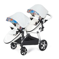 Fabricant en gros luxe jumeaux poussette 3 en 1 haut paysage cadre en aluminium pliant Double landau deux paniers landau
