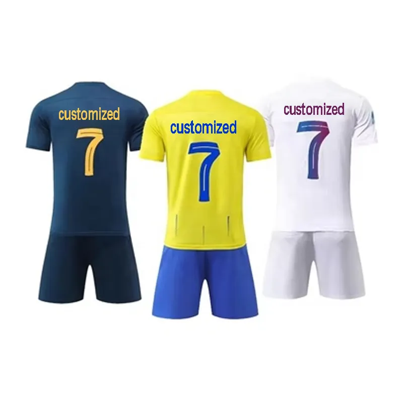 High Quality 23/24 Thailand New Season Soccer Jerseys and Football 7# Shirts Uniforms for Men and Kids Soccer Wear Set