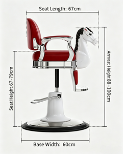 Poltrona da Barbiere per Bambini con Seduta in Pelle - Sedia Elevabile Commerciale per Salone di Bellezza e Taglio Capelli - Product Image 4