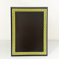 Plaque de certification en bois noir avec bordure dorée imprimée, plaque de récompense en bois MH-FJ0062