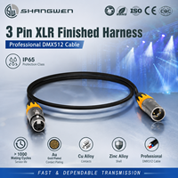 Câble DMX512 professionnel IP65 extérieur 3 broches XLR mâle vers femelle avec harnais fini, contacts en alliage de cuivre plaqués or