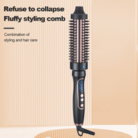 Vente directe d'usine Brosse thermique en céramique 2-en-1 38 mm Peigne coiffant Brosse ronde chauffante professionnelle pour lisser et boucler