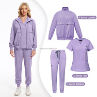 Veste zippée extensible personnalisée en gros, confortable, 2/3/4/5-en-1, ensemble uniforme médical pour hommes et femmes, tenue d'infirmière