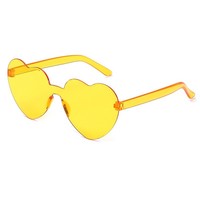 Nouvelles Lunettes de Soleil Unisexe 2023 Épaisses, Monture Cœur Sans Cadre en PC, Couleur Bonbon, Verres Océaniques, Tendance Européenne et Américaine, Protection UV400