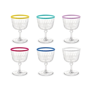 Ensemble de 6 gobelets en acrylique transparent avec bord coloré 25 cl, vaisselle pour fêtes et événements - Product Image 1