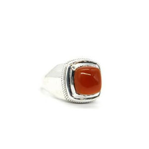 Anillo de Plata de Ley 925 en Oferta, con Piedra Preciosa de Cornalina Natural, Joyería Hecha a Mano, Estilo Minimalista, Simple y Clásico - Product Image 1