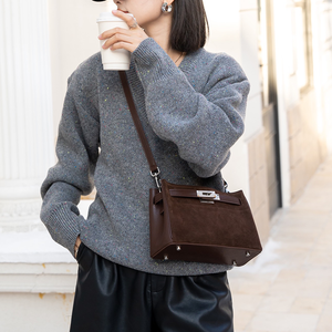 网上购物批发产品皮革肩部对角线磨砂皮革女包麂皮女包奢华 - Product Image 2