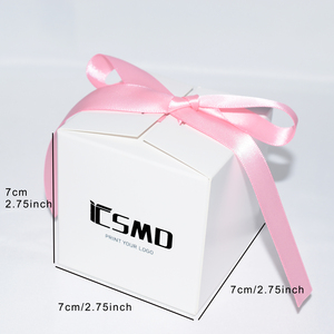 Boîte en papier fantaisie de 7 cm avec ruban rose, nous pouvons imprimer votre nom personnel sur des boîtes blanches, personnaliser la boîte en carton pour chocolat pour les invités - Product Image 2